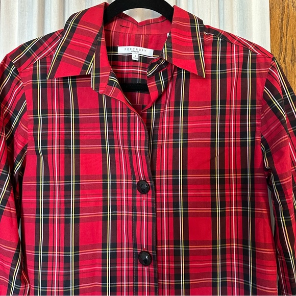 Foxcroft Skylar Stewart Plaid 3/4 Length Sleeve Blouse - Picture 2 of 12